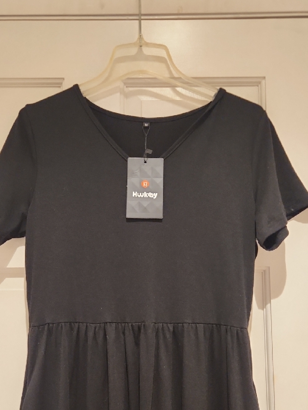 NWT Huukeay Black Short Sleeve Fit-and-Flare Dress Women's M Casual Summer Wear - Picture 3 of 7